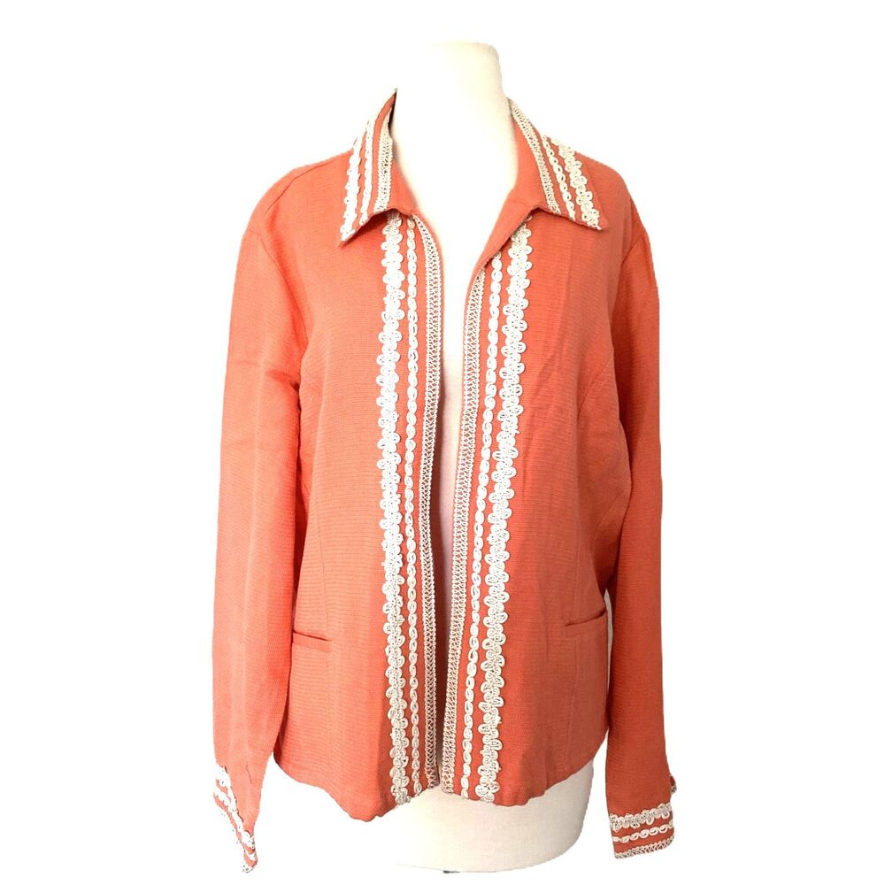 Norton McNaughton Cotton Coral Lace Detail Blazer Sz XL (18)